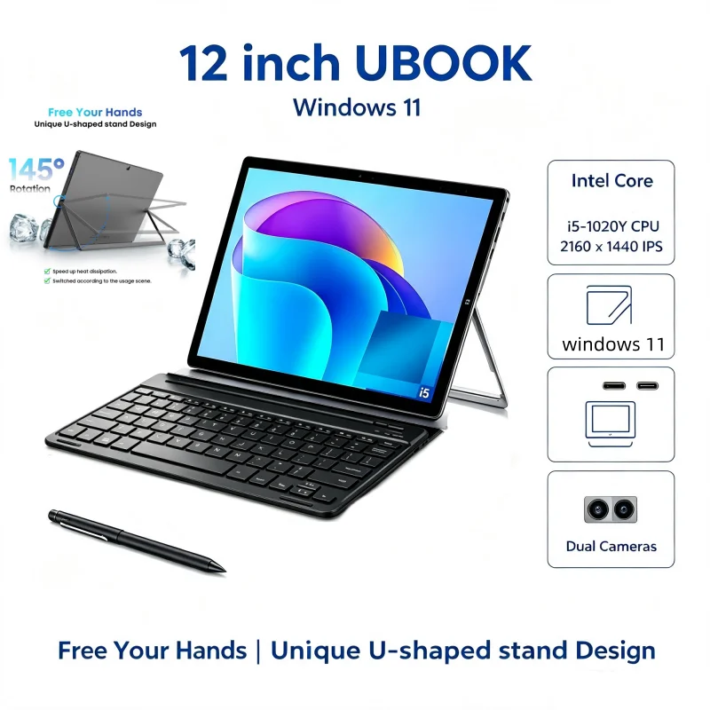 12 INCH 12GB RAM 512GB ROM 64 Bit Intel Core  i5-1020Y Ubook WINDOWS 11 Tablet PC Quad Core WIFI 2160 x 1440 IPS Screen