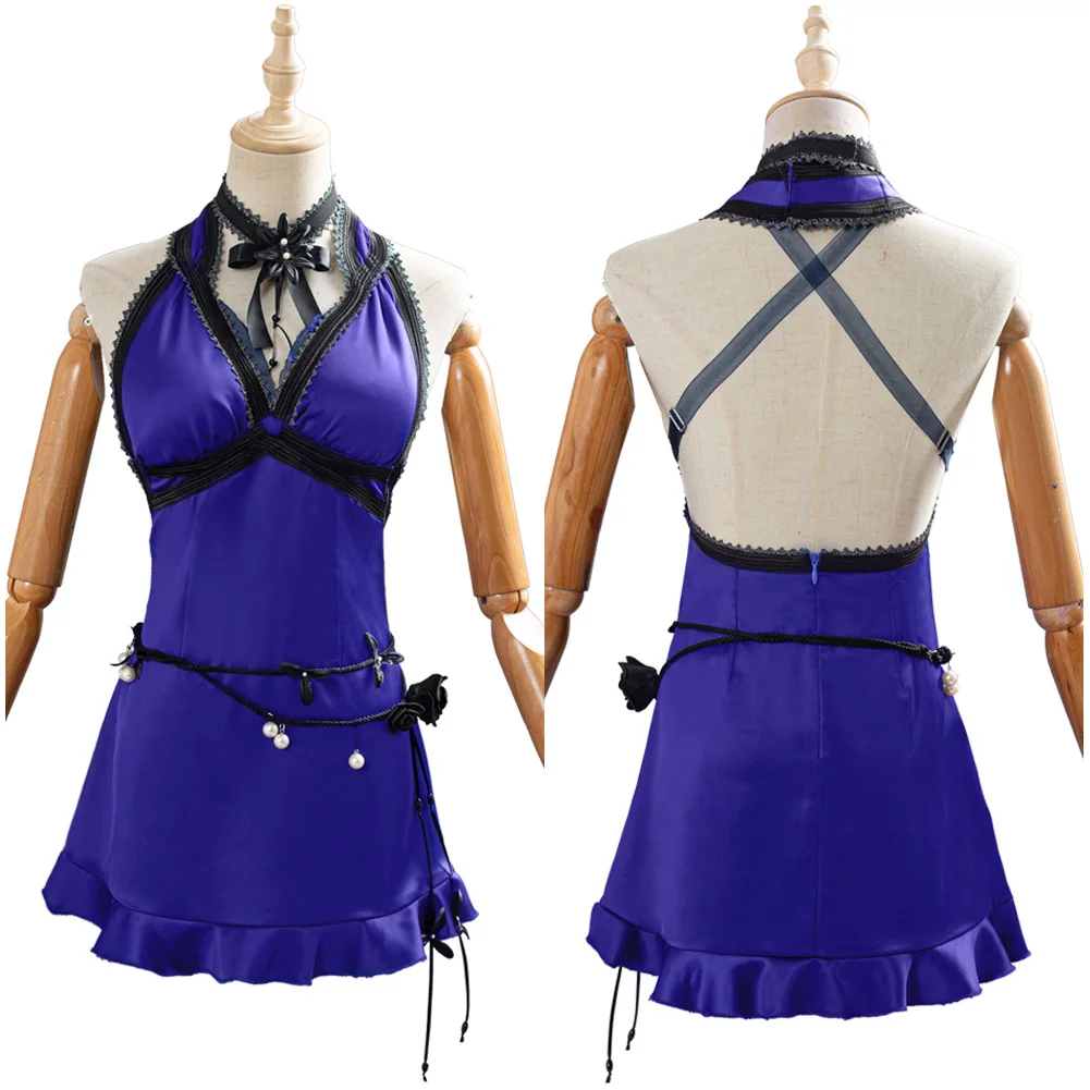 Final Fantasy Remake Tifa Cosplay Blue Ceremonial Dress Costume Accessories Outfits Adult Women Girls Halloween Carnival Suit