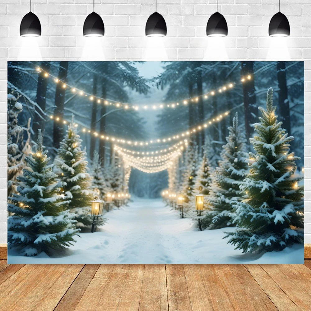 Winter Christmas Bokeh Forest Backdrops Kids Adult Family Portrait Photography Background Decors Photostudio Photobooth Prop