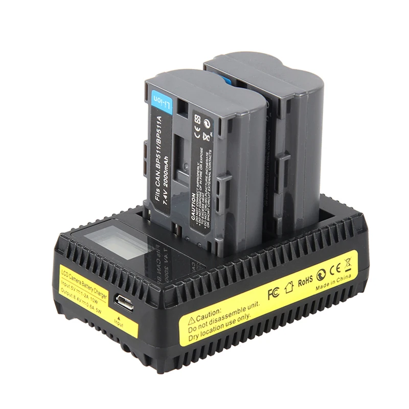 BP-511 Battery 2000mah For Canon EOS 5D 10D 20D 30D 50D D60 40D G6 300D FV40 FV100 200 BP 511 BP-511A Batteries