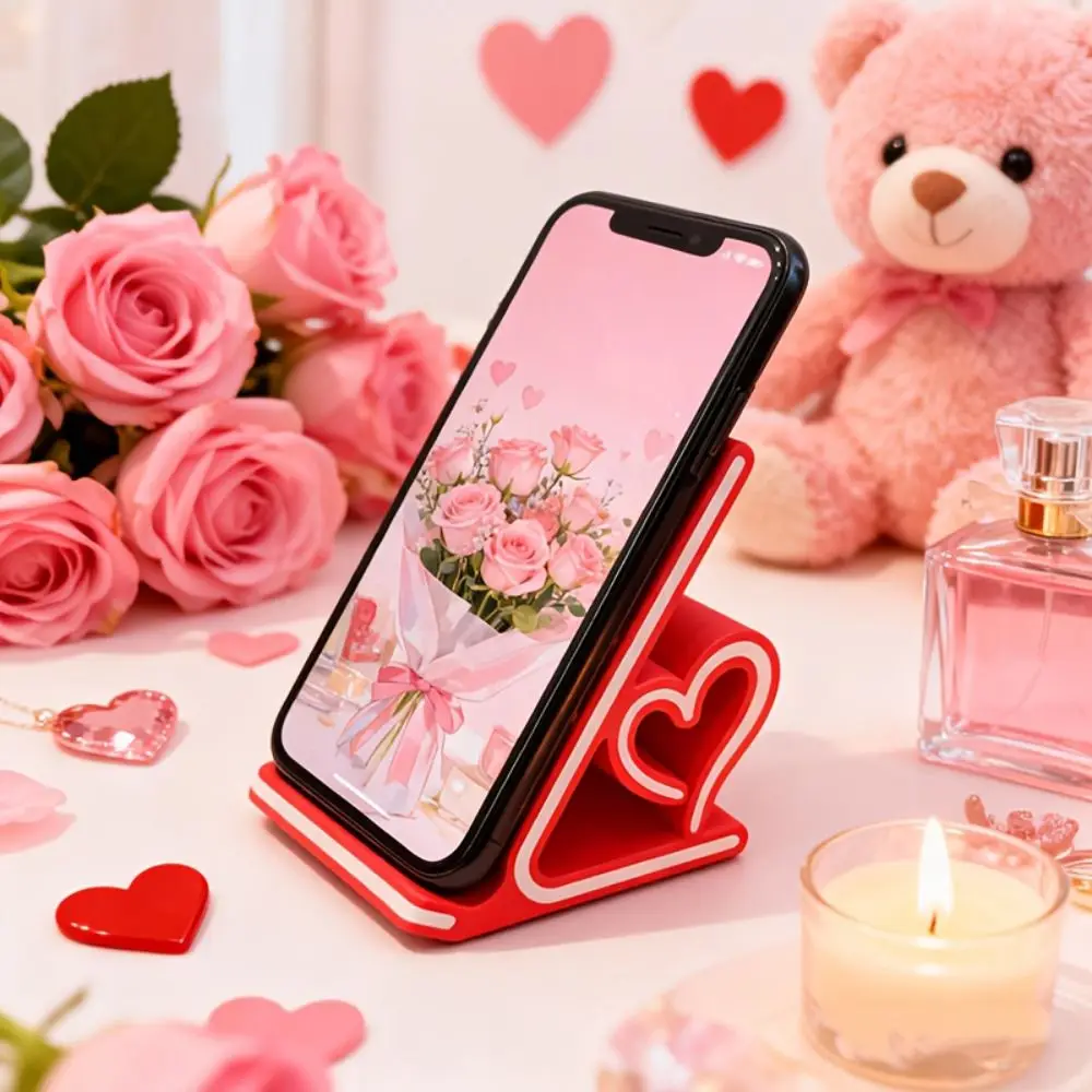 

3D Printed Heart-shaped Phone Stand Anti-slip Kawaii Desktop Mobile Phone Holder Romantic Universal Valentine's Day Gift
