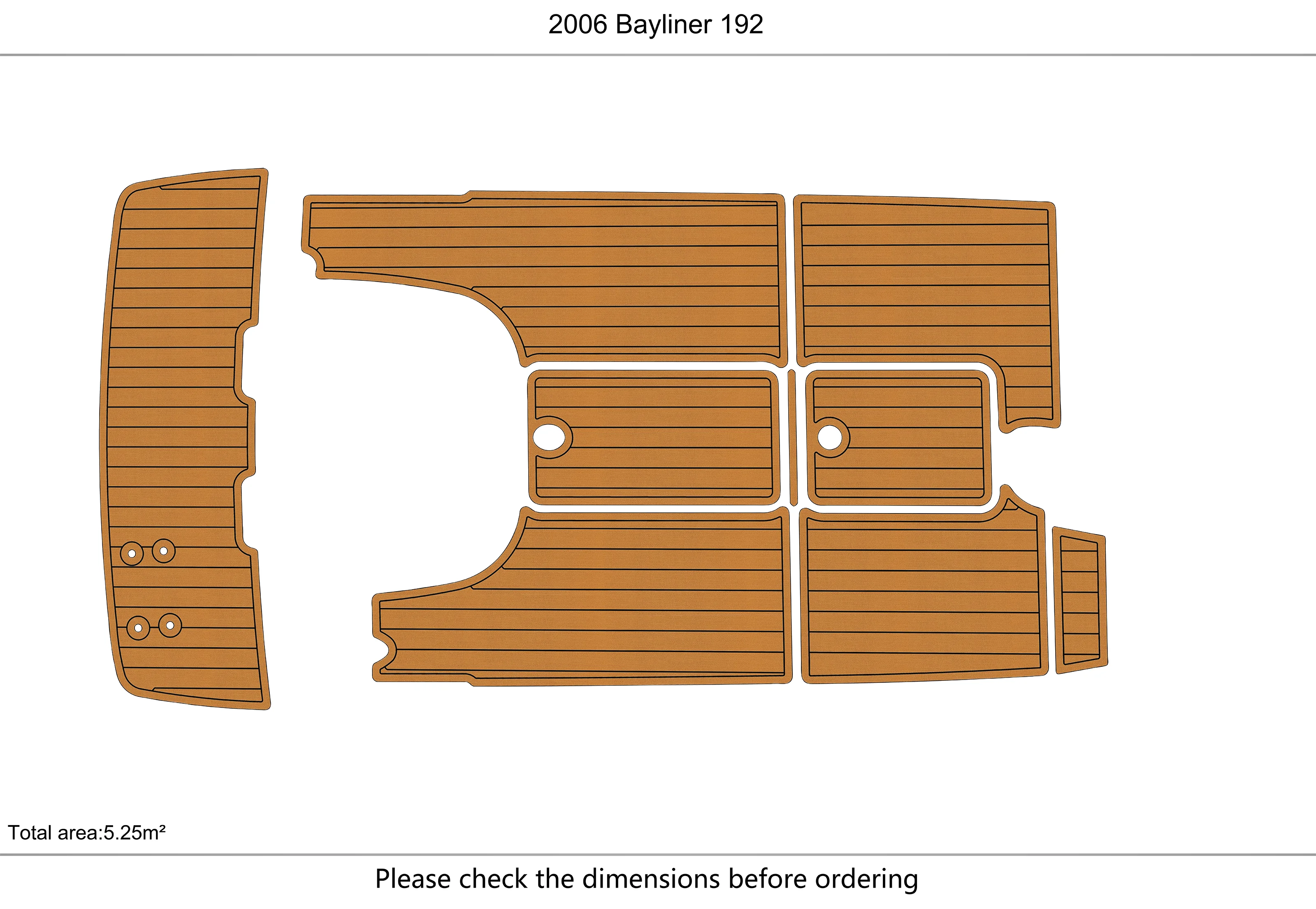 Eva foam Fuax teak seadek marine floor For 2003-2013 Bayliner 192 Cockpit Swim platform 1/4