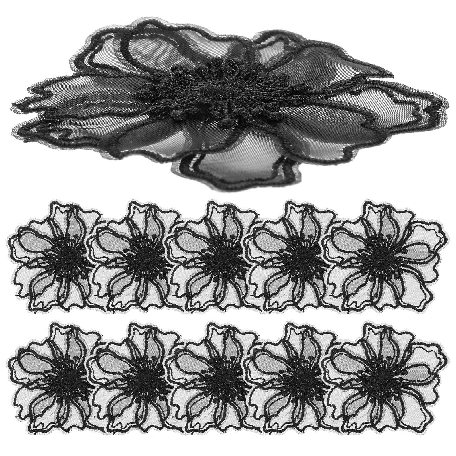 

10pcs Colorful Lace Flowers Embroidery Patches Sew On Applique Organza DIY Clothing Badge Patch For Clothes Bags Crafts