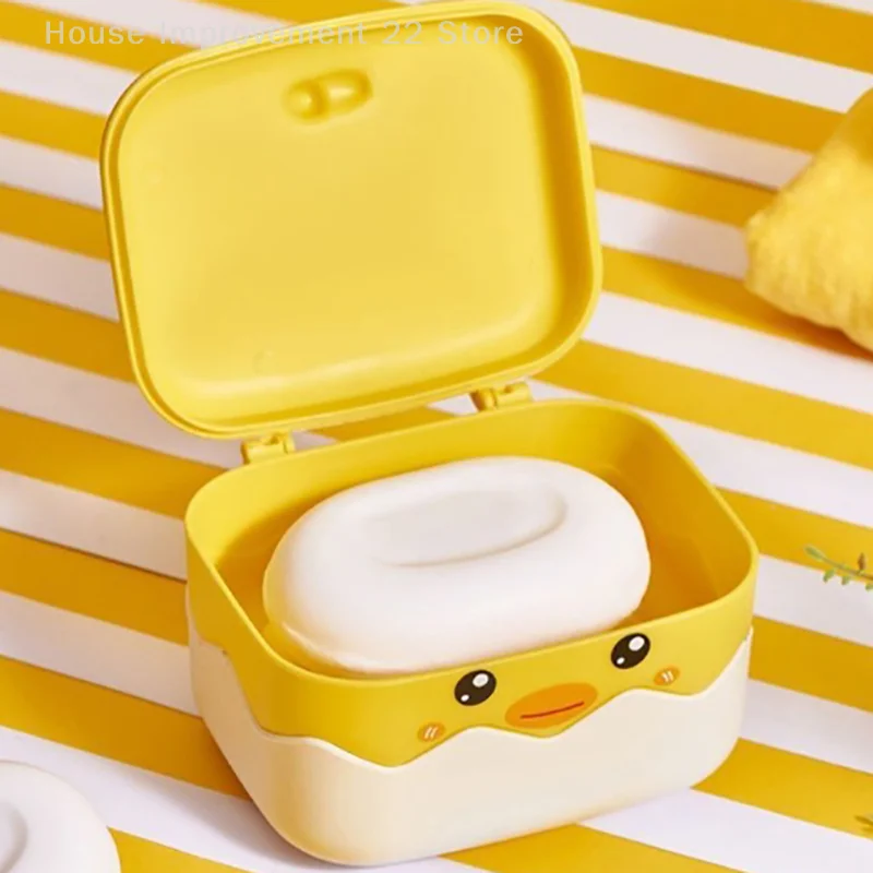 1PC scatola di sapone in plastica a forma di anatra portasapone per cartoni animati portasapone drenabile contenitore per sapone vassoio accessori per il bagno