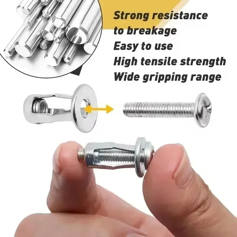 60-4PCS Jack Nuts Screws Expansion Petal Screw Anchors Plugs For Curtain Expansion Clamp Rivet Lock Bolt Nut Bolt Wall Fasteners