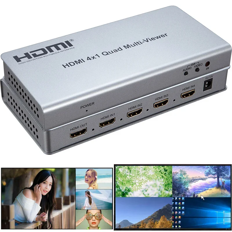 

HDMI 4x1 Multi-viewer 1080p Seamless Switch Quad Screen Multi Viewer Splitter 4 in 1 Out Display 2 3 4 Channel Video Multiplexer