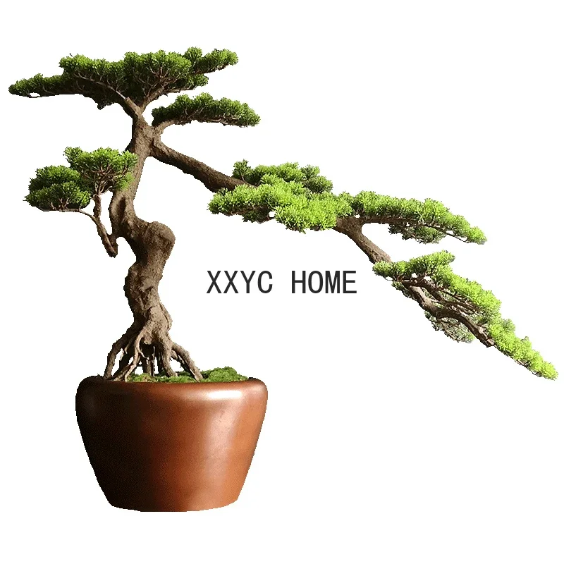 

Artificial Pine New Chinese Style Greenery Bonsai Welcome Pine Decoration Indoor Real Cypress Plant Living Room Decoration