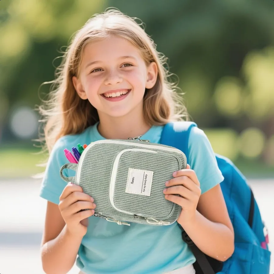 Estuche para lápices LEDAOU, bonito estuche para lápices con cremallera, estuche para lápices de gran capacidad, organizador de imágenes escolares para niñas y niños