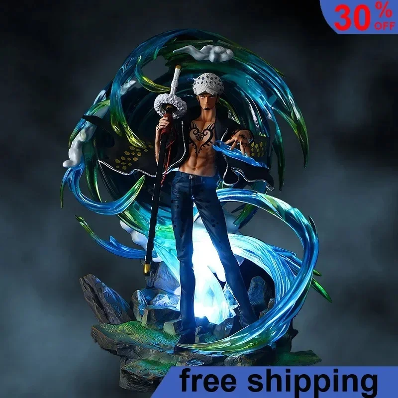 

41cm One Piece Anime Figures Trafalgar D Water Law Phantom Can Emit Light Collection Action Figure Statue Model Gift Toys