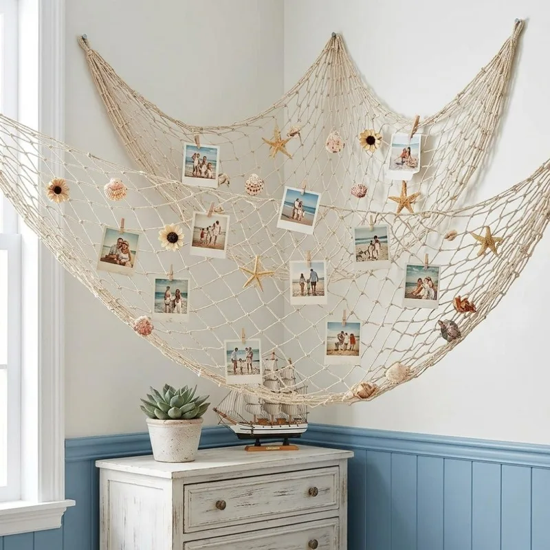 5/1x Decorative Fishing Net Birthday Party Rope Nets Ocean Theme Home Indoor Wall Photo Hanging Art Prop Decoration Supplies
