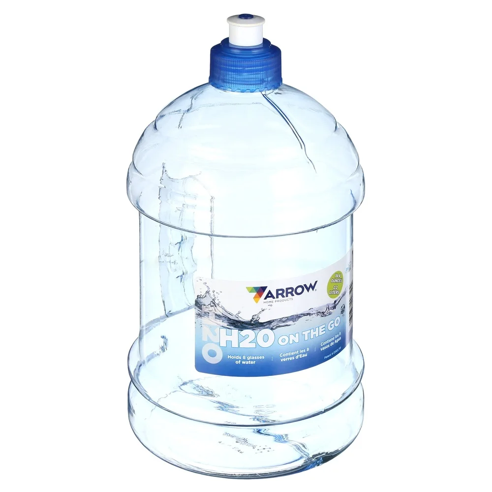 عبوة من زجاجة مياه مقاومة للتسرب سعة 2.2 لتر مع غطاء دفع ومقبض متكامل وحاوية مشروبات للياقة البدنية قابلة لإعادة الاستخدام للأنشطة الخارجية