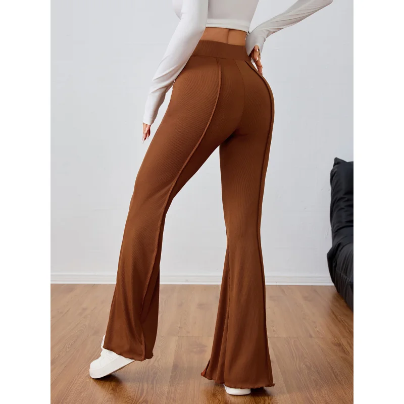 YQ1-Women's Fashion Casual Slightly Spicy Pants Autumn Winter New Elastic Waist Slimming Wide-Leg Long Pants