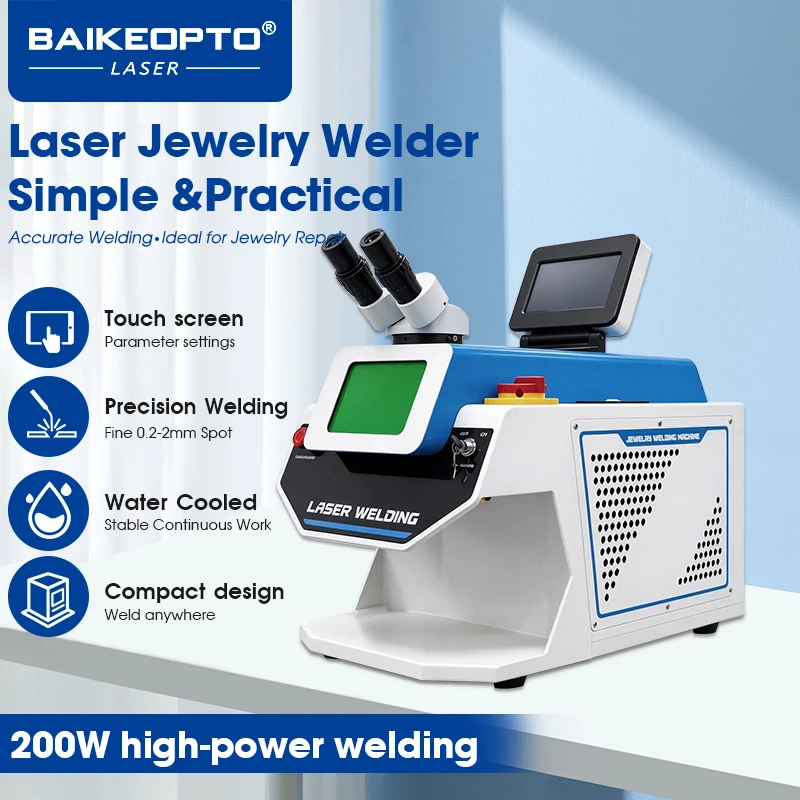 200W YAG Jewelry Laser Welding Machine Water Cooled Desktop Spot Welder with CCD for Gold Silver Platinum Dental Metal Repair