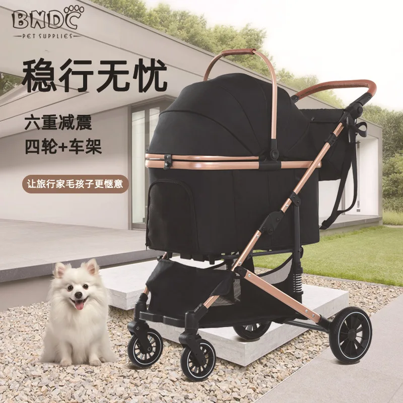 Foldable Pet Stroller for Dogs and Cats – Shock Absorbing Lightweight Carrier for Small to Medium Dogs and Kittens – Popular