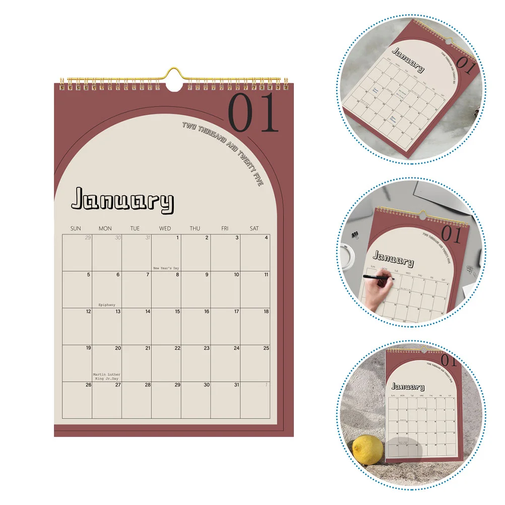 

English Wall Calendar Yearly Planner Hanging Monthly Paper Schedule Planning for