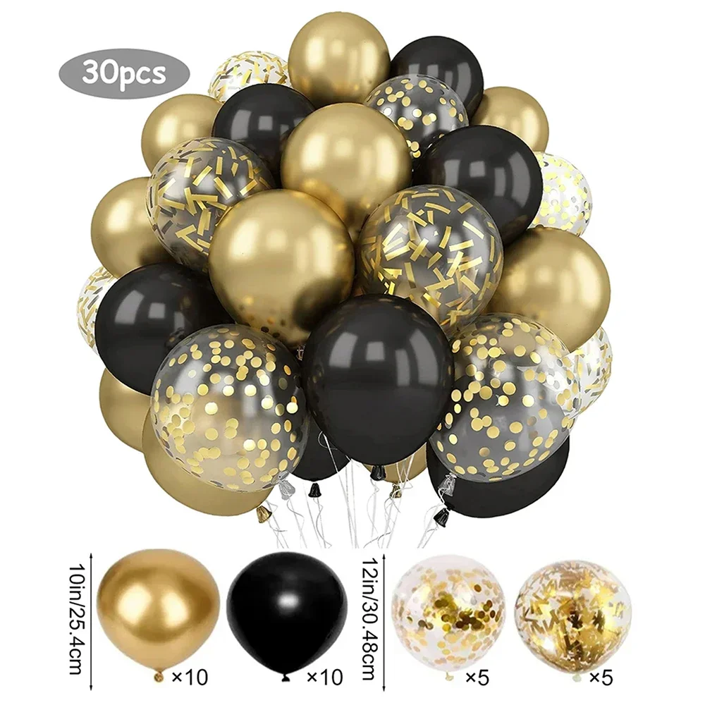 30 Stück 12 Zoll weiße und goldene Luftballons perlweiße Luftballons goldene Konfetti-Luftballons für Geburtstag, Hochzeiten, Jubiläumsfeier – Detail 7