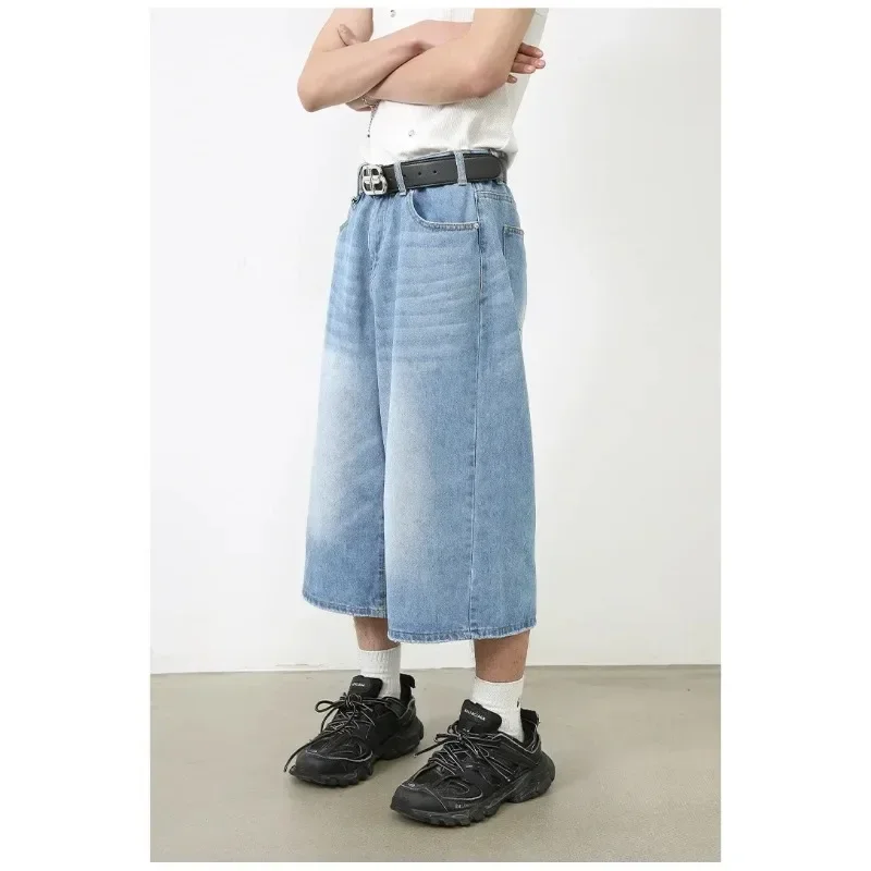 PB&ZAWomen's Retro Wide Leg Baggy Casual Denim Shorts Harajuku Aesthetic High Waist Loose Shorts 2024 Summer Fashion Punk Shorts