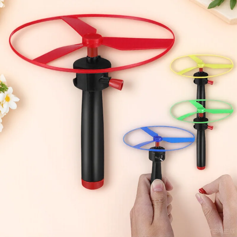 

1Set Propeller Pull String Flying Disc Outdoor Interactive Play Set for Children Fun Pull String Flying Toy Propeller Toy