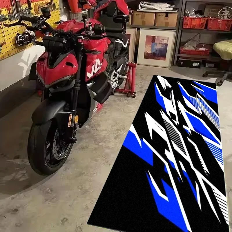 VIKAMA Sharp Racing Graphic Pit Mat Non Slip Oil Resistant Rug For Private Garage Motorbike Parking Workshop Display Carpet