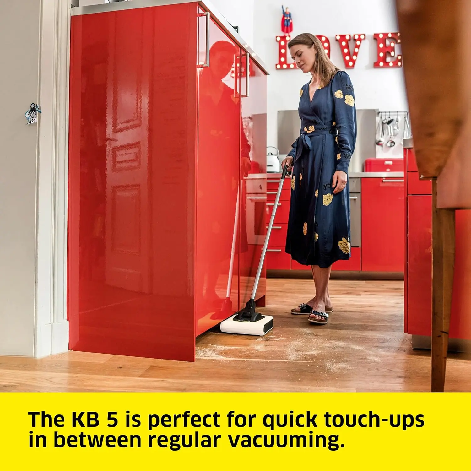 Kärcher KB 5 Electric Floor Sweeper Broom - Multi-Surface, Cordless, Ideal for Fur, Hair, Dirt, & Debris - 8.25" Width, White