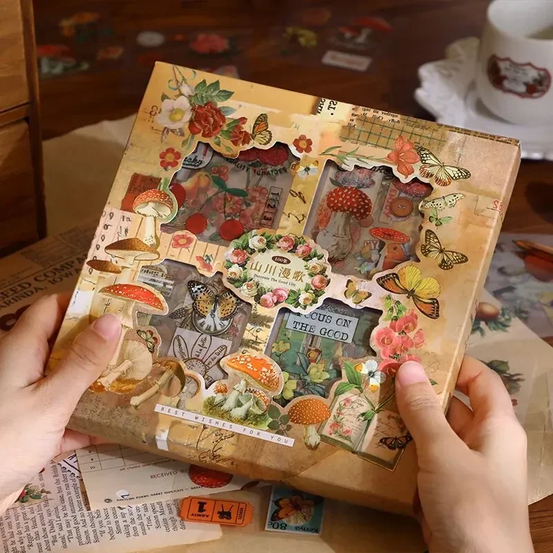 100 قطعة/صندوق الإبداعية فراشة النبات ملصق مجموعة ملصقات Kawaii كتيب DIY بها بنفسك المواد حزمة الديكور سجل القصاصات ملصقات الهدايا
