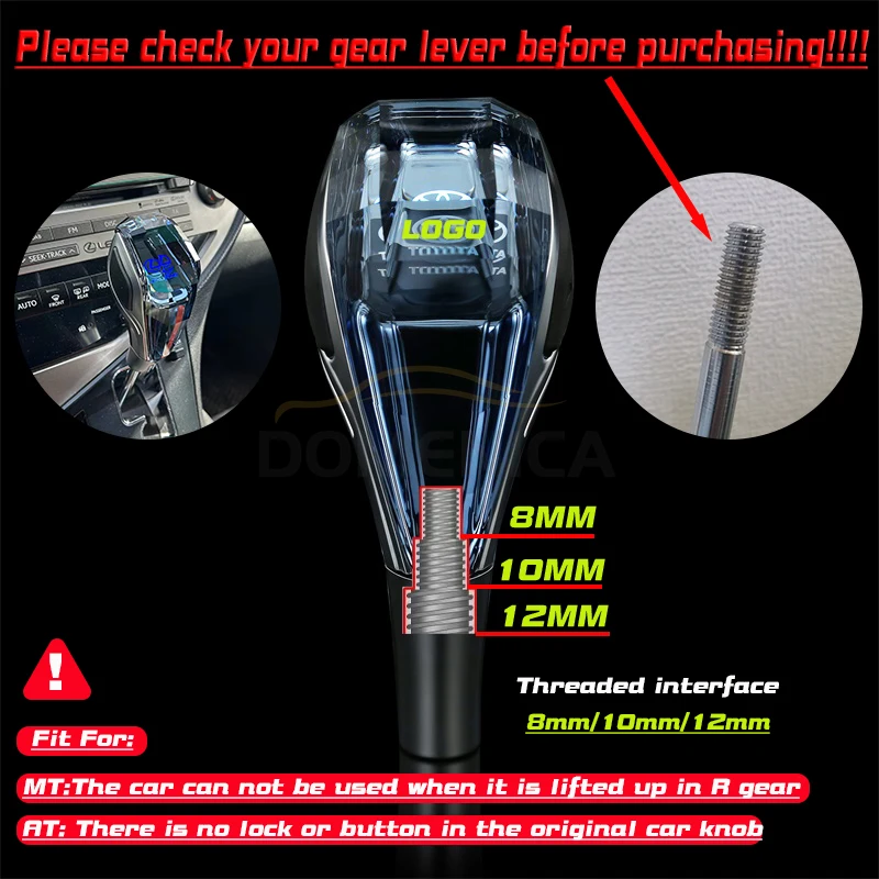 Car Universal Crystal Gear Shift Knob Handle Lever Head with LED for Toyota Lexus Hyundai Mitsubishi Mazda Interior Accessories