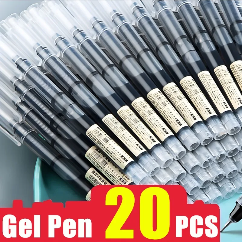 20/1Pcs High Quality Needle Type Gel Pens 0.5mm Black Straight Liquid Ballpoint Pen Writing School Office Stationery Supplies