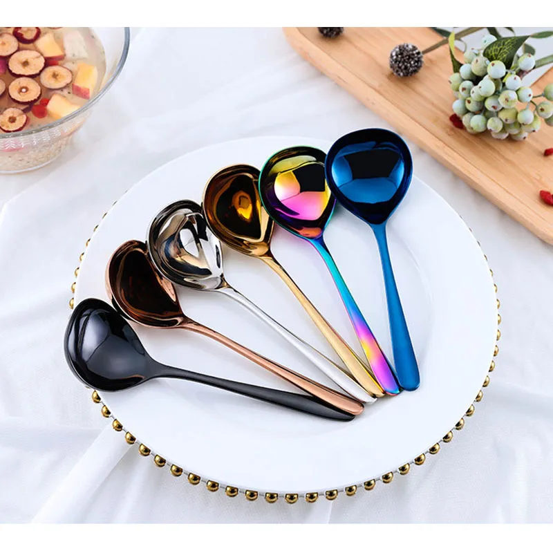 

304 Stainless Steel Soup Spoon, Thickened Rice Spoon, Short Handle Congee Spoon, Tableware Kitchenware