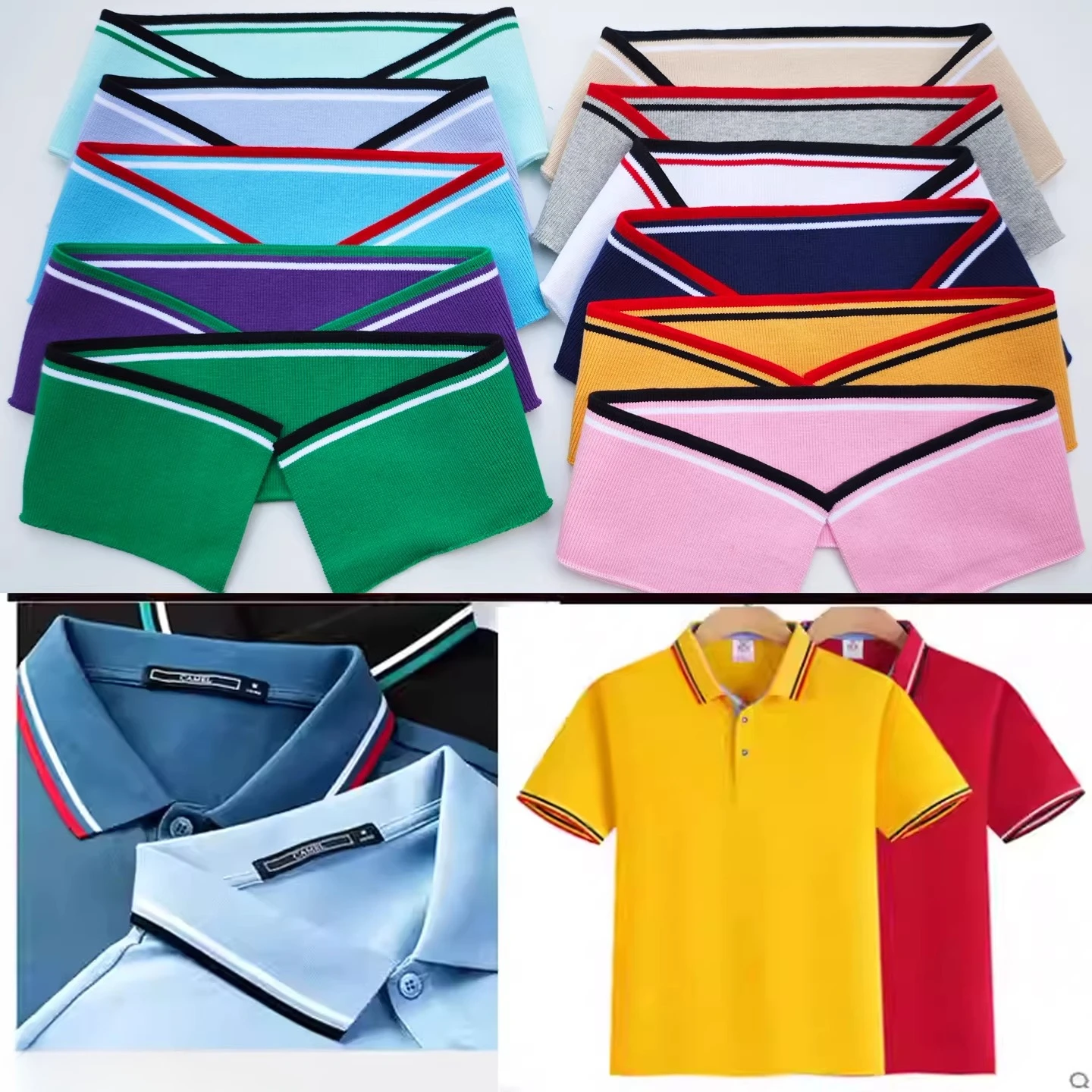 

Spring and summer thin polo shirt ribbed collar cuffs flat collar lapel T-shirt short sleeve mouth thread clothing fabric