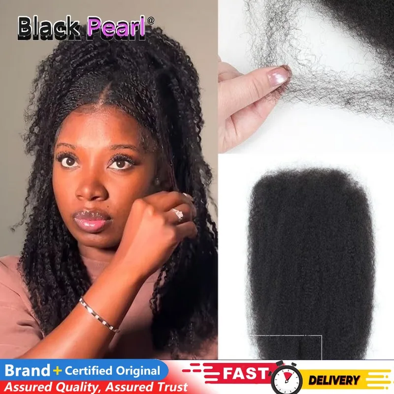 

Peruvian Black Pearl Human Hair Afro Kinky Curly Bulk Hair 100% Remy No Attachment Natural Color 50g For Twist & Dreadlocks