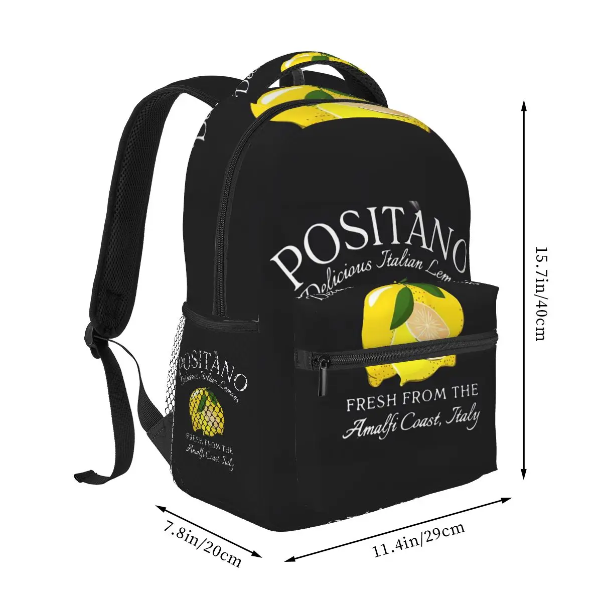 Positano Letter Lemon Graphic Print Backpacks Boys Girls Bookbag Children School Bags Cartoon Travel Rucksack Shoulder Bag