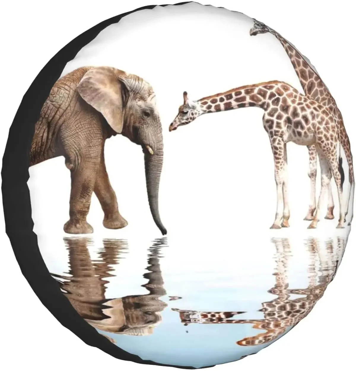 Giraffe and Elephant Printed Spare Tire Cover Waterproof Tire Wheel Protector for Car Truck SUV Camper Trailer Rv 14