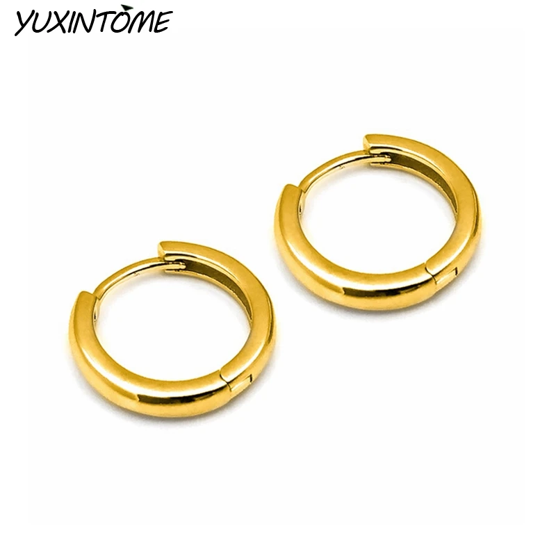 Gold Color Small Hoop Earrings 925 sterling Silver Needle Round Huggies for Women Men 2022 Ear Ring Bone Buckle Fashion Jewelry