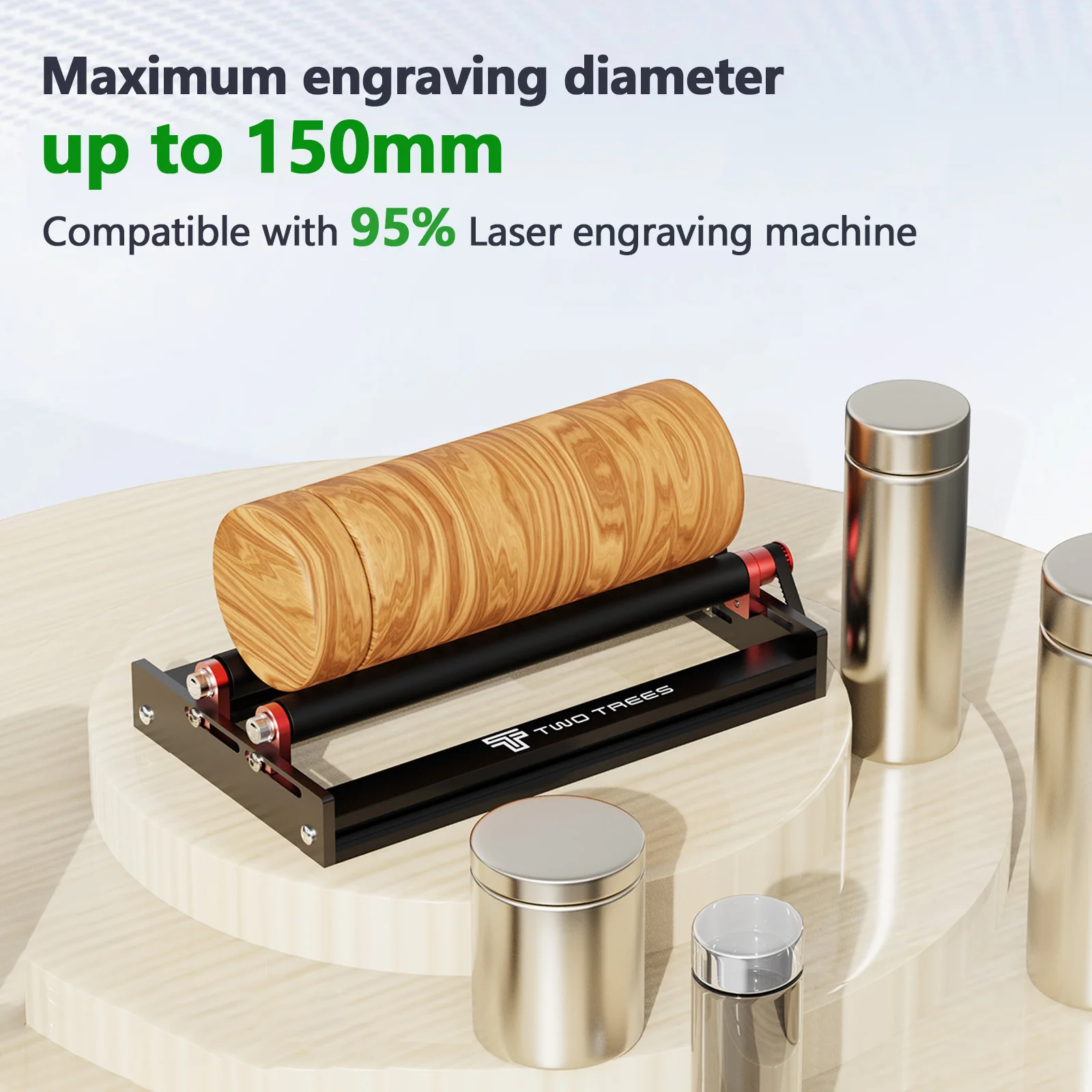 

Twotrees TR3 Laser Rotary Roller Compatible with 95% of the Laser engraving machine Y-axis Rotary Roller 360° Rotating Engraving