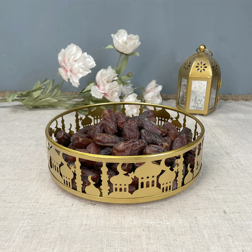 

3PCS Ramadan Kareem Candy Dessert Cake Stand Muslim Festival Eid Mubarak Dinner Plate Tray Iron Moon Star Home Decorations