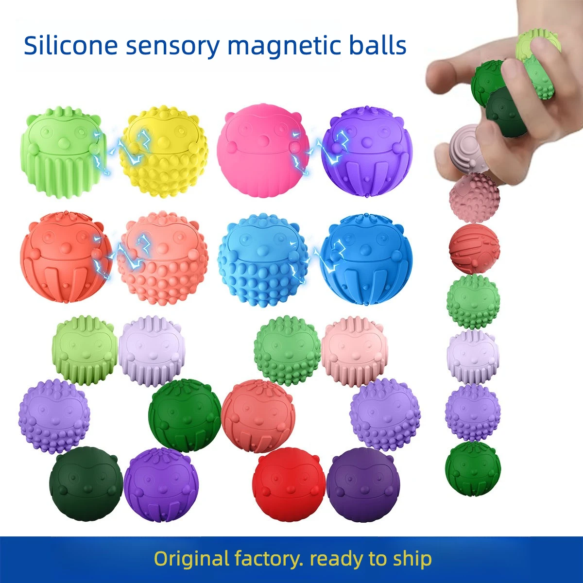 new Sensory toys children's sensory stone toys round silicone decompression magnetic ball