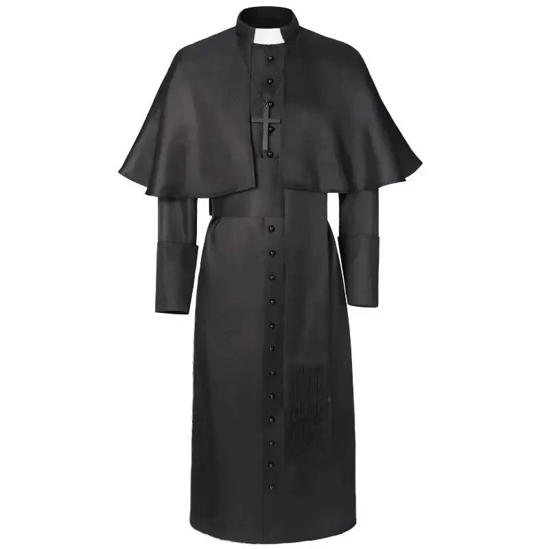 Costume de Prêtre Médiéval 2026 – Robe Religieuse Catholique Rétro pour Pape, Pasteur, Père, Messe, Missionnaire, Soutane de Clergé 6H6MP