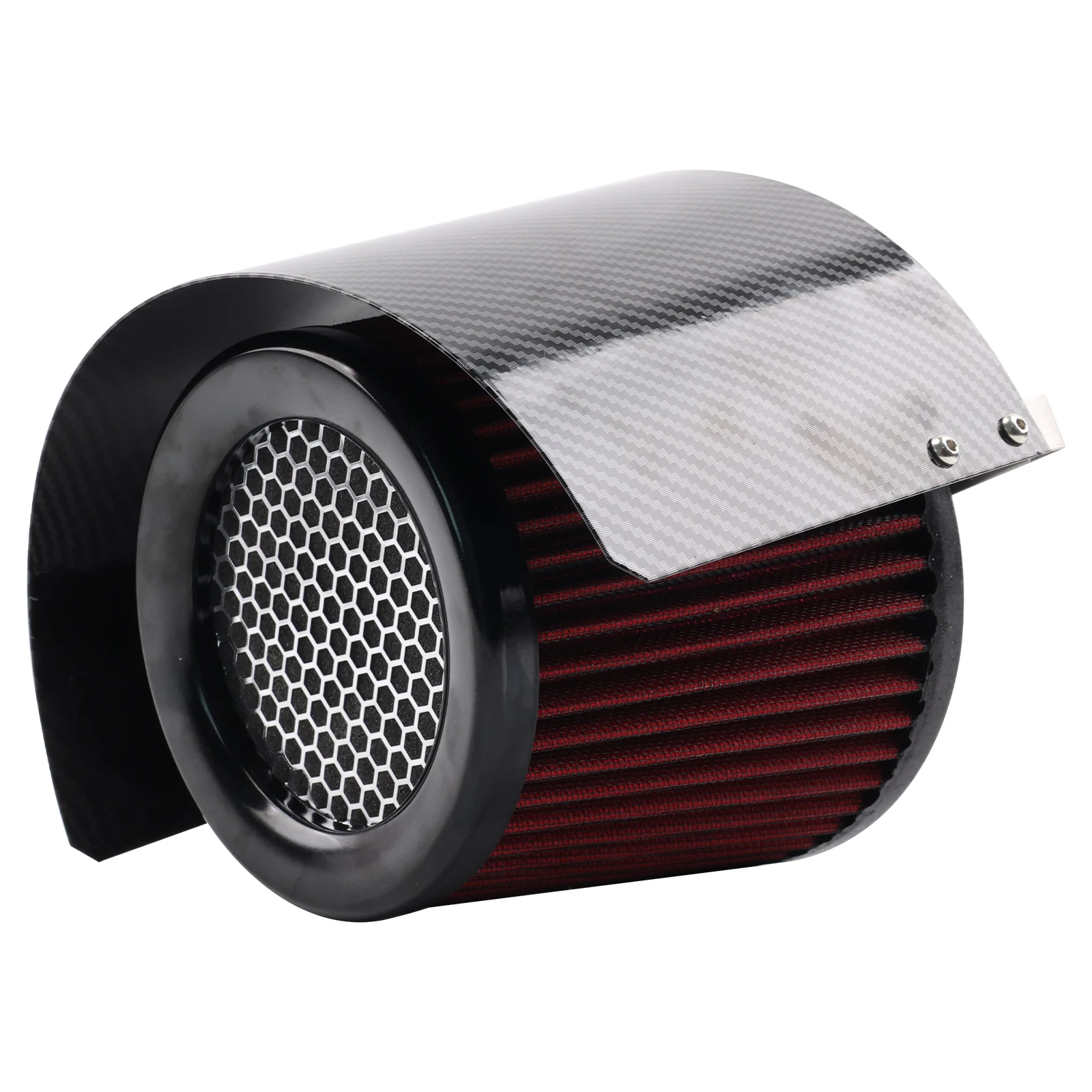 Real Carbon Fiber Universal High flow air filter+heat shield Cover 2.5