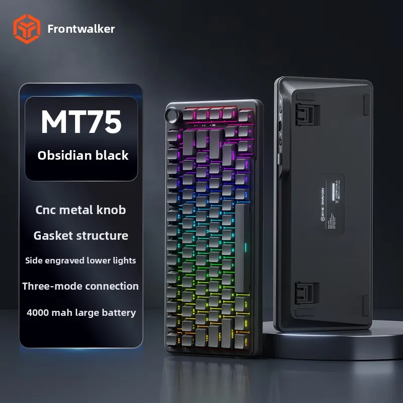

EWEADN MT75 Mechanical Keyboard - Side-Printed, Wireless Bluetooth Tri-Mode, RGB Backlit, Specialized for Office, Gaming