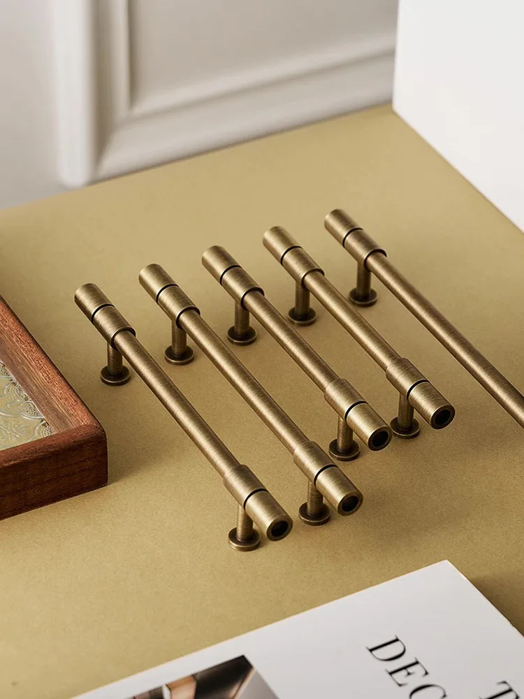 Antique Brass Cabinet Handle Electroplated Bronze Wardrobe Pull Bar Drawer Knobs Modern Retro Furniture Door Handle