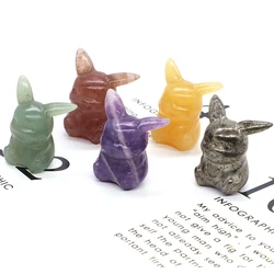 30mm Natural Gem Yellow Jade Crystals Fantastic Baby Cartoon Animals Statue Healing Reiki Children Home Decoration Ornament Gift