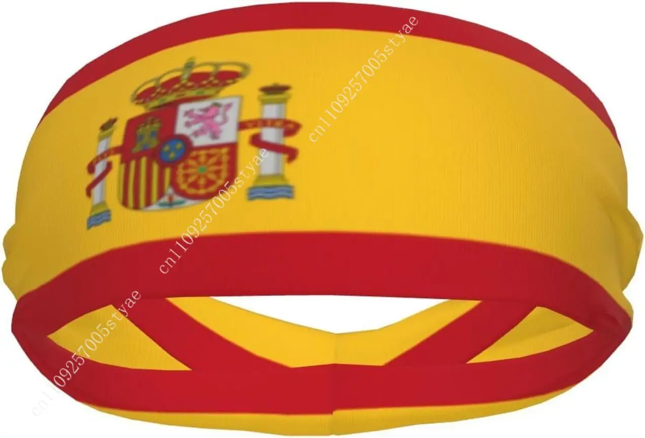 Spain Flag Headbands for Men Women Sweatband Sports Headband Moisture Wicking Workout Sweatbands