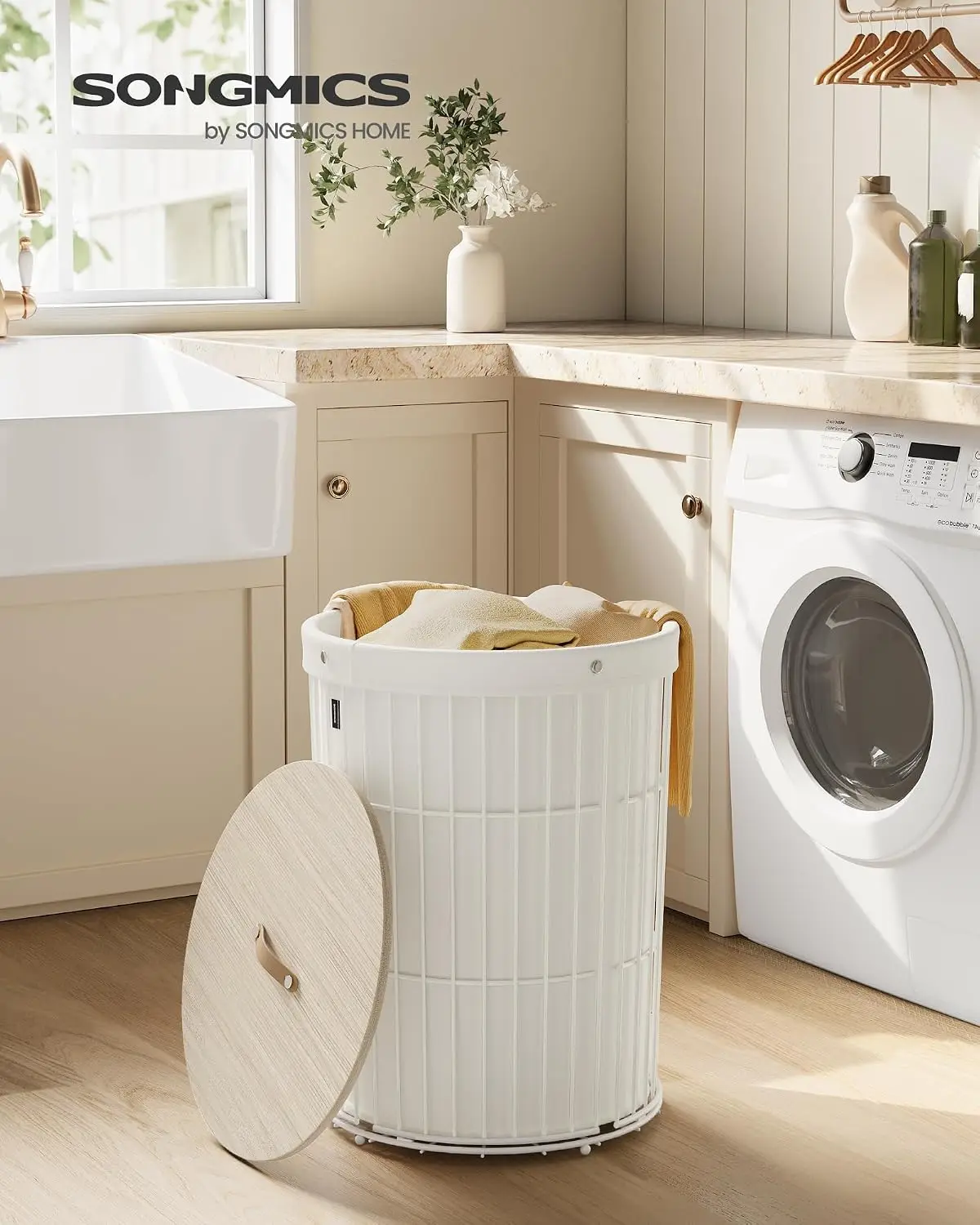 Laundry Hamper with Lid, Round, 25 Gallons (95 L)