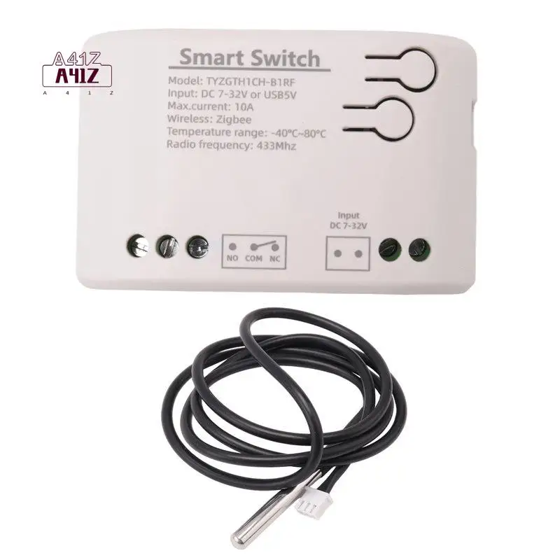 A41Z-Tuya Smart Zigbee Switch With Temperature Sensor Passive Dry Contact Zigbee Relay Work With Home Assistant
