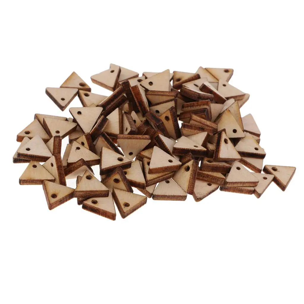 2-4pack Triangle Shape Unfinished Wood Pieces with Hole for Crafts 100 Pieces