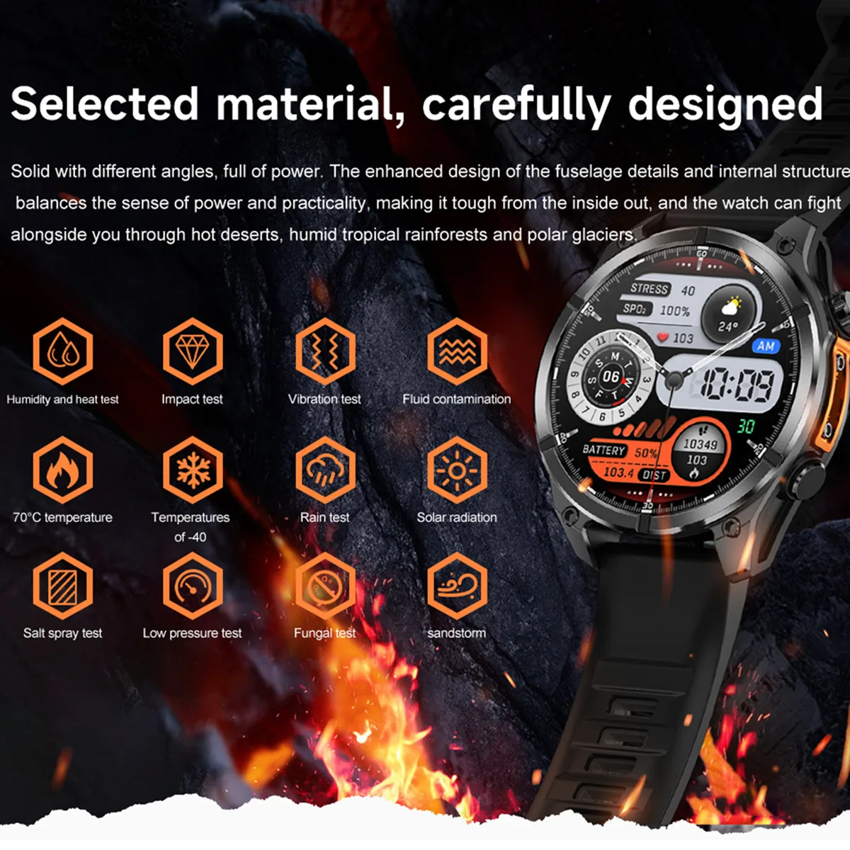 ساعة ذكية رياضية للرجال 1.43 بوصة شاشة Amoled 3ATM إضاءة مقاومة للماء مصباح يدوي بارومتر AI ChatGPT مساعد صوتي Smartwach