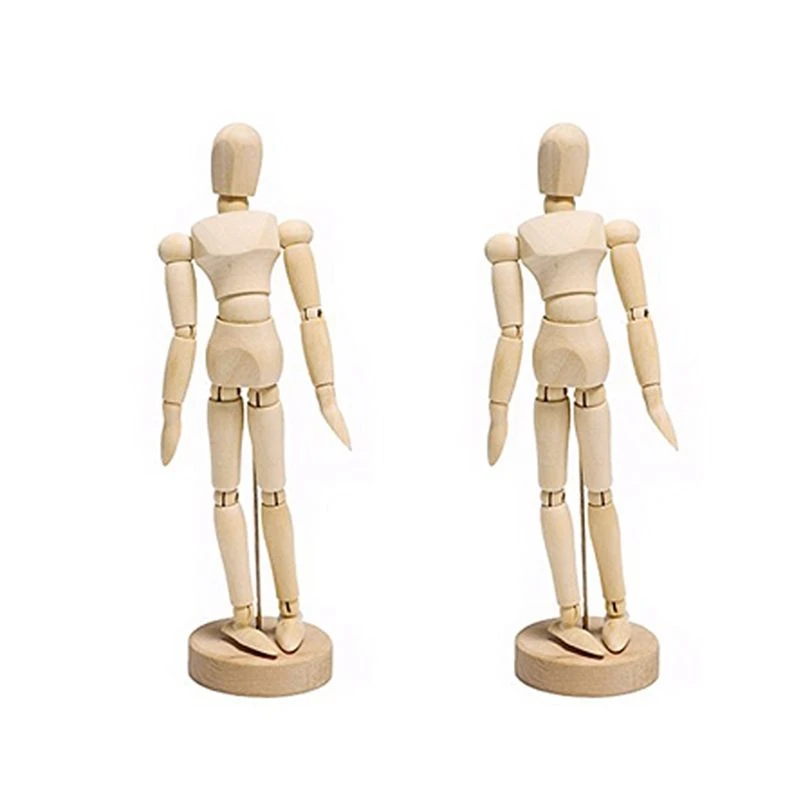 NEW-2X Wooden Drawing Draft 14 Various Poses Produced Drawing Material Movable Model 14 Cm