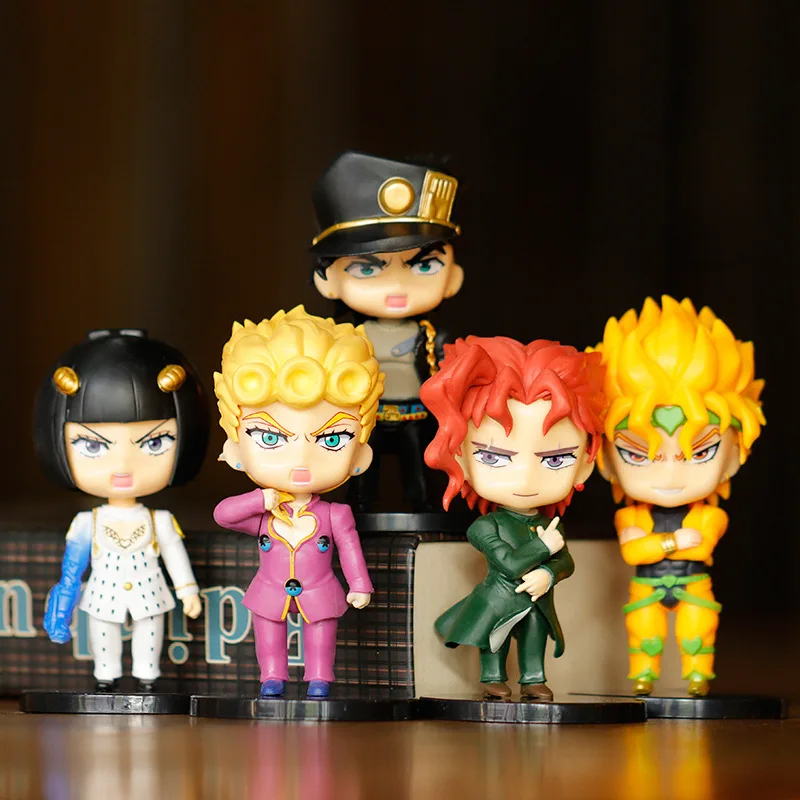 Kawaii 5 Styles Anime Cartoon Jojo Bizarre Adventure Action Figure Q Movable Model Toy Collectibles Gifts Full Set Boy Toy Gifts