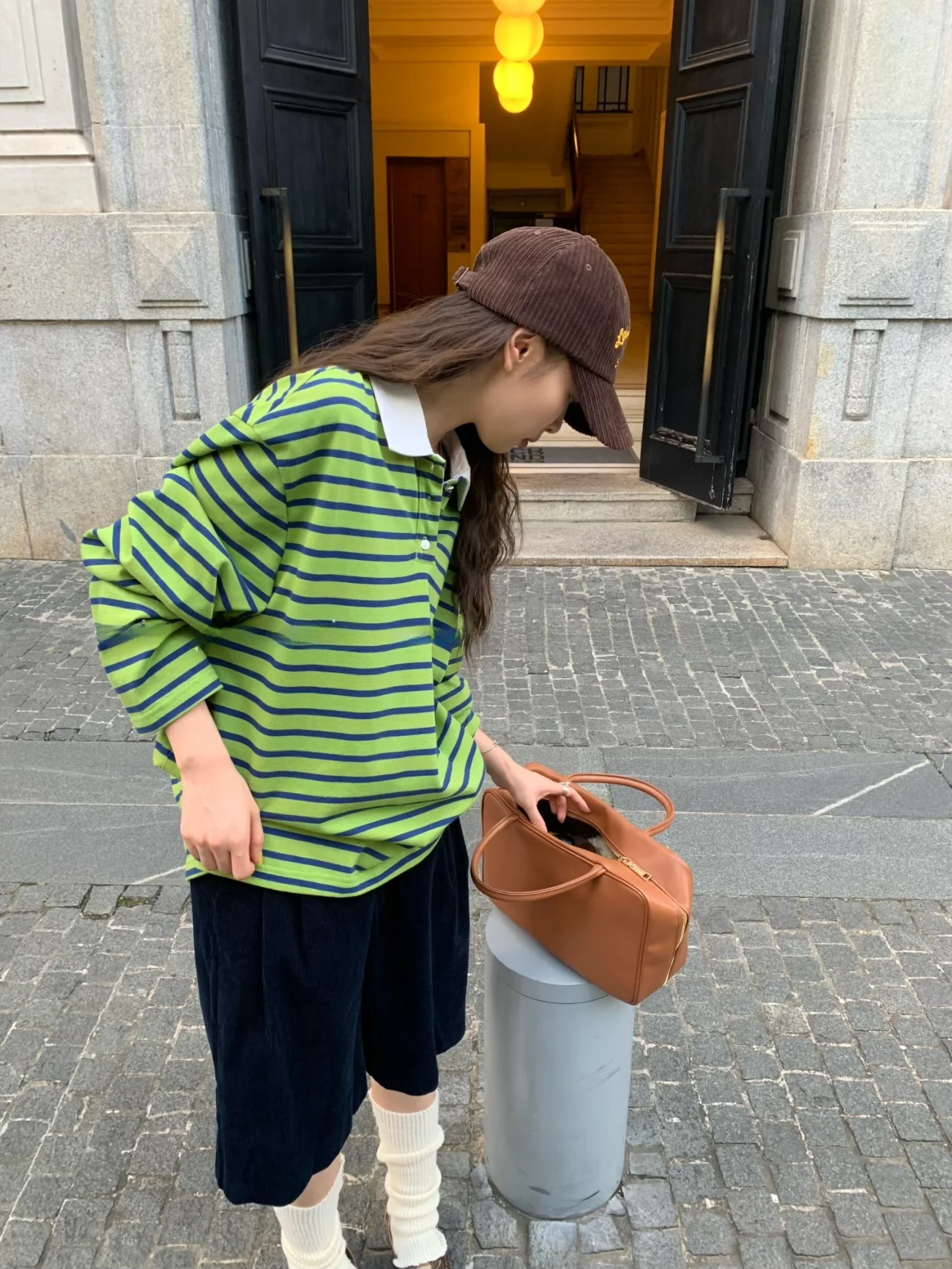 

Miu Sle 20 Lazy Stripe irt Vintage American Splice Casual Long Sve Top Loose Fit Youthful Pattern Regular Sve