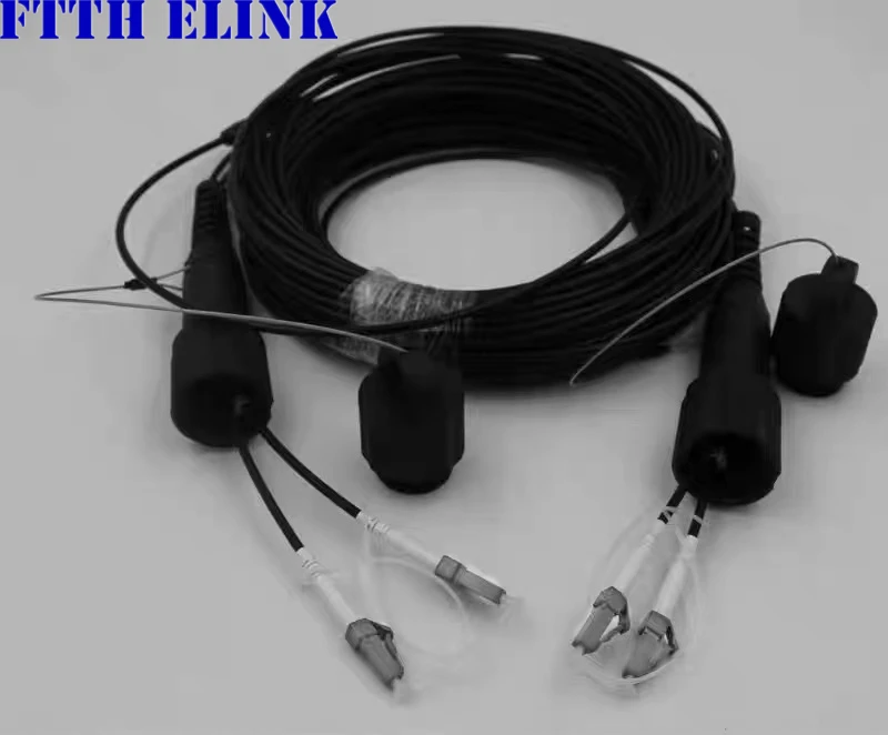 Armored fiber patchcord 2 core OM3 TPU 150M 200M 250M 300M SC LC FC ST APC Multimode 2 fibers optical fibre jumper outdoor